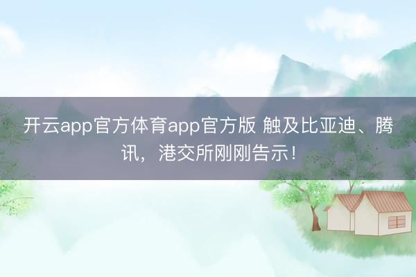 开云app官方体育app官方版 触及比亚迪、腾讯，港交所刚刚告示！