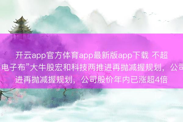 开云app官方体育app最新版app下载 不超3%！时隔近一年，“电子布”大牛股宏和科技两推进再抛减握规划，公司股价年内已涨超4倍