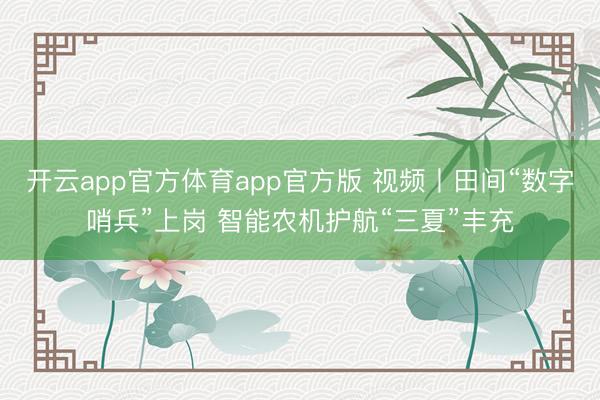 开云app官方体育app官方版 视频丨田间“数字哨兵”上岗 智能农机护航“三夏”丰充