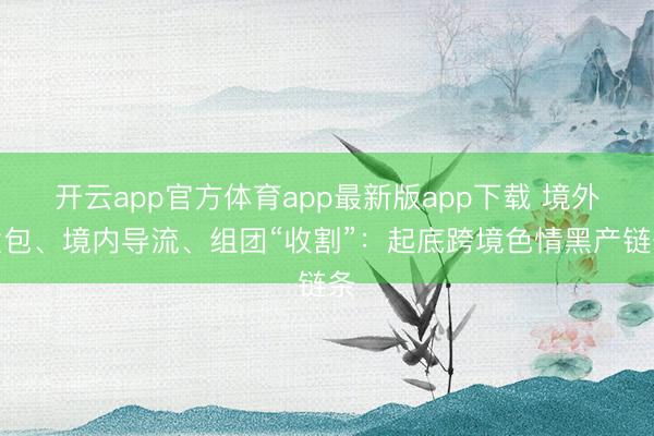 开云app官方体育app最新版app下载 境外发包、境内导流、组团“收割”:起底跨境色情黑产链条
