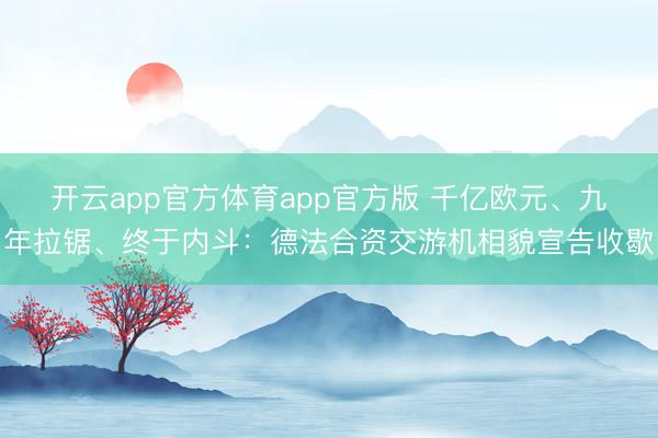 开云app官方体育app官方版 千亿欧元、九年拉锯、终于内斗：德法合资交游机相貌宣告收歇