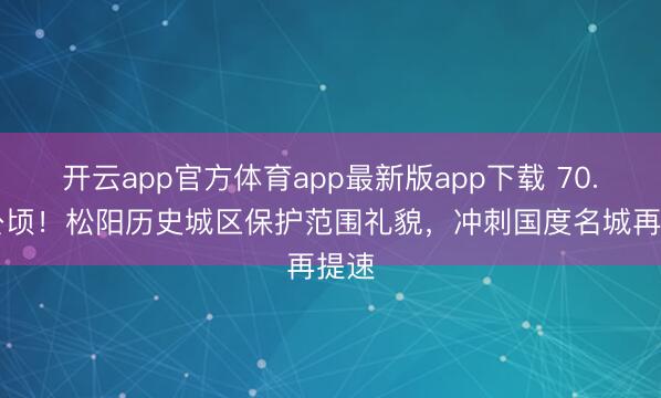 开云app官方体育app最新版app下载 70.74公顷!松阳历史城区保护范围礼貌,冲刺国度名城再提速