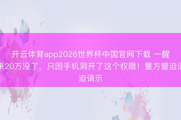 开云体育app2026世界杯中国官网下载 一醒觉来20万没了,只因手机洞开了这个权限!警方蹙迫请示