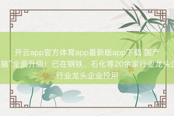 开云app官方体育app最新版app下载 国产“工场大脑”全面升级！已在钢铁、石化等20余家行业龙头企业投用