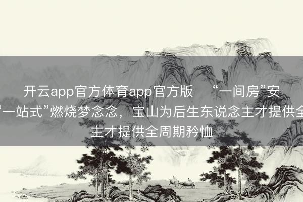 开云app官方体育app官方版 ​“一间房”安放芳华、“一站式”燃烧梦念念，宝山为后生东说念主才提供全周期矜恤