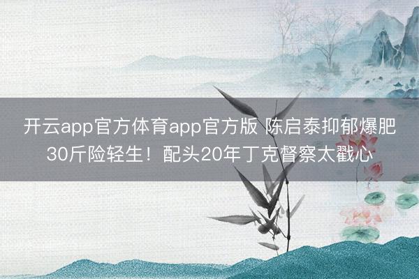 开云app官方体育app官方版 陈启泰抑郁爆肥30斤险轻生！配头20年丁克督察太戳心