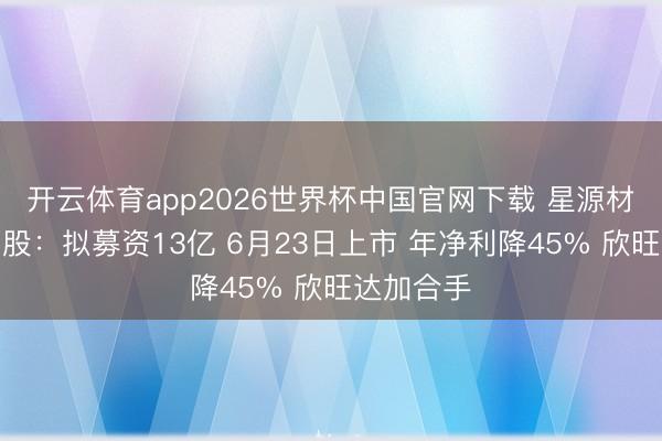 开云体育app2026世界杯中国官网下载 星源材质开启招股：拟募资13亿 6月23日上市 年净利降45% 欣旺达加合手