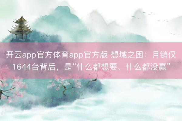 开云app官方体育app官方版 想域之困：月销仅1644台背后，是“什么都想要、什么都没赢”