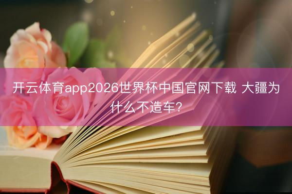 开云体育app2026世界杯中国官网下载 大疆为什么不造车？