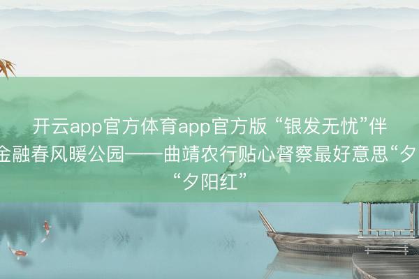 开云app官方体育app官方版 “银发无忧”伴晨练金融春风暖公园——曲靖农行贴心督察最好意思“夕阳红”